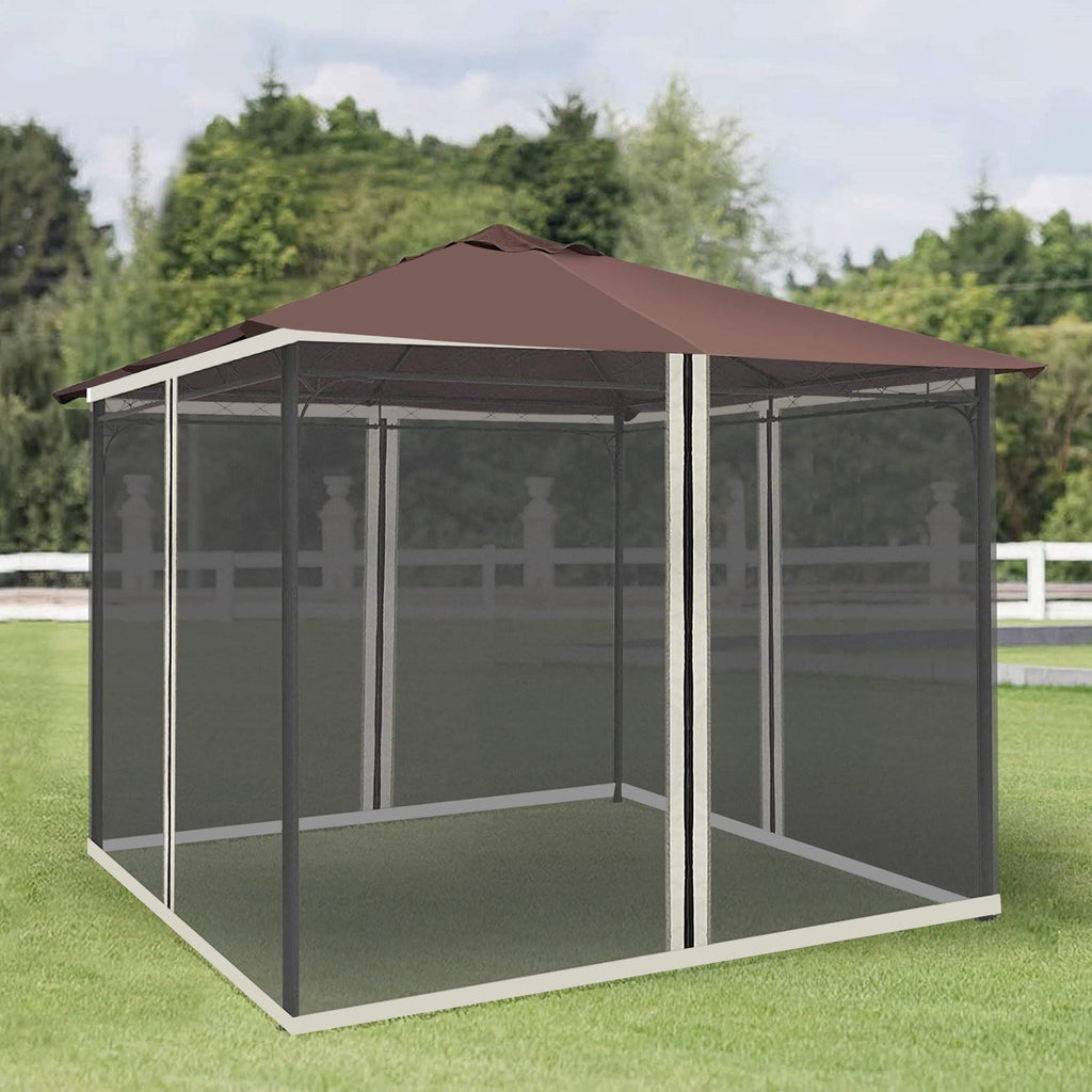 4-Panel Mesh Mosquito Netting Sidewalls with Zippers for Patio Gazebo A207896