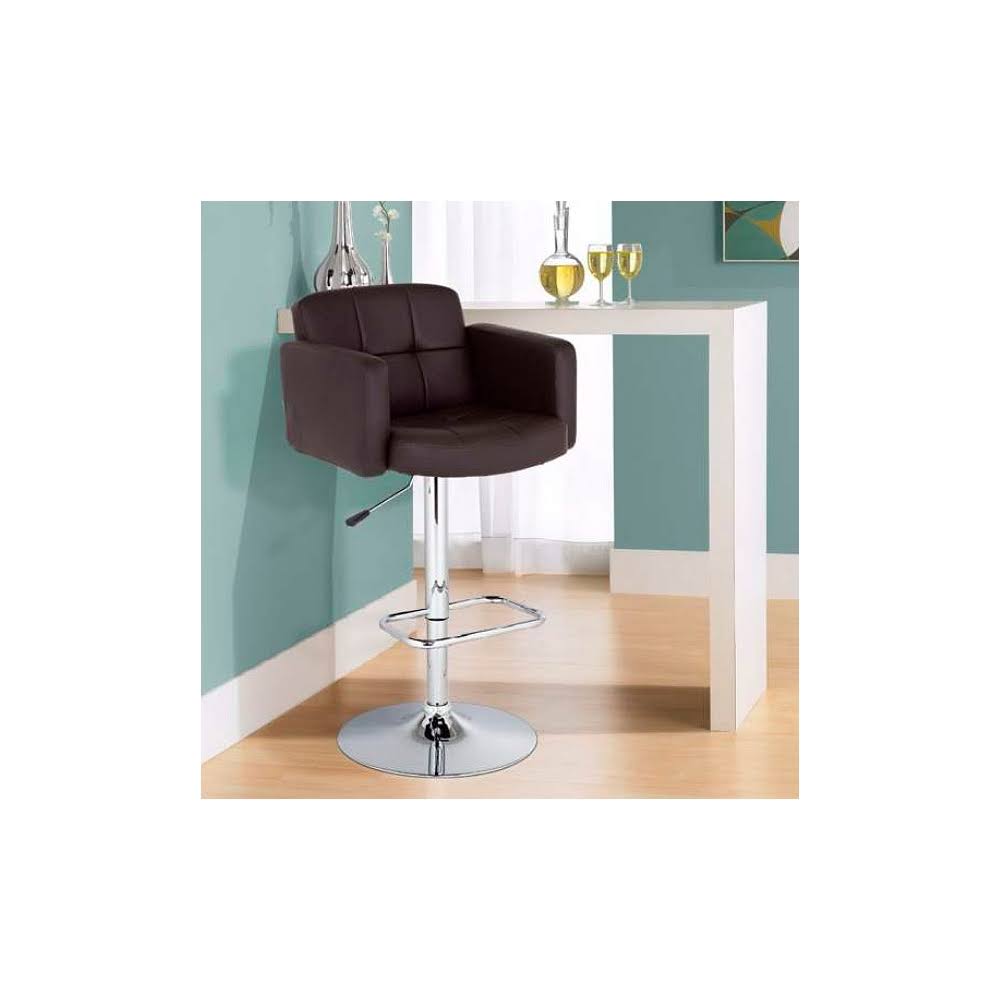 Espresso Faux Leather Adjustable Swivel Bar Stool L387