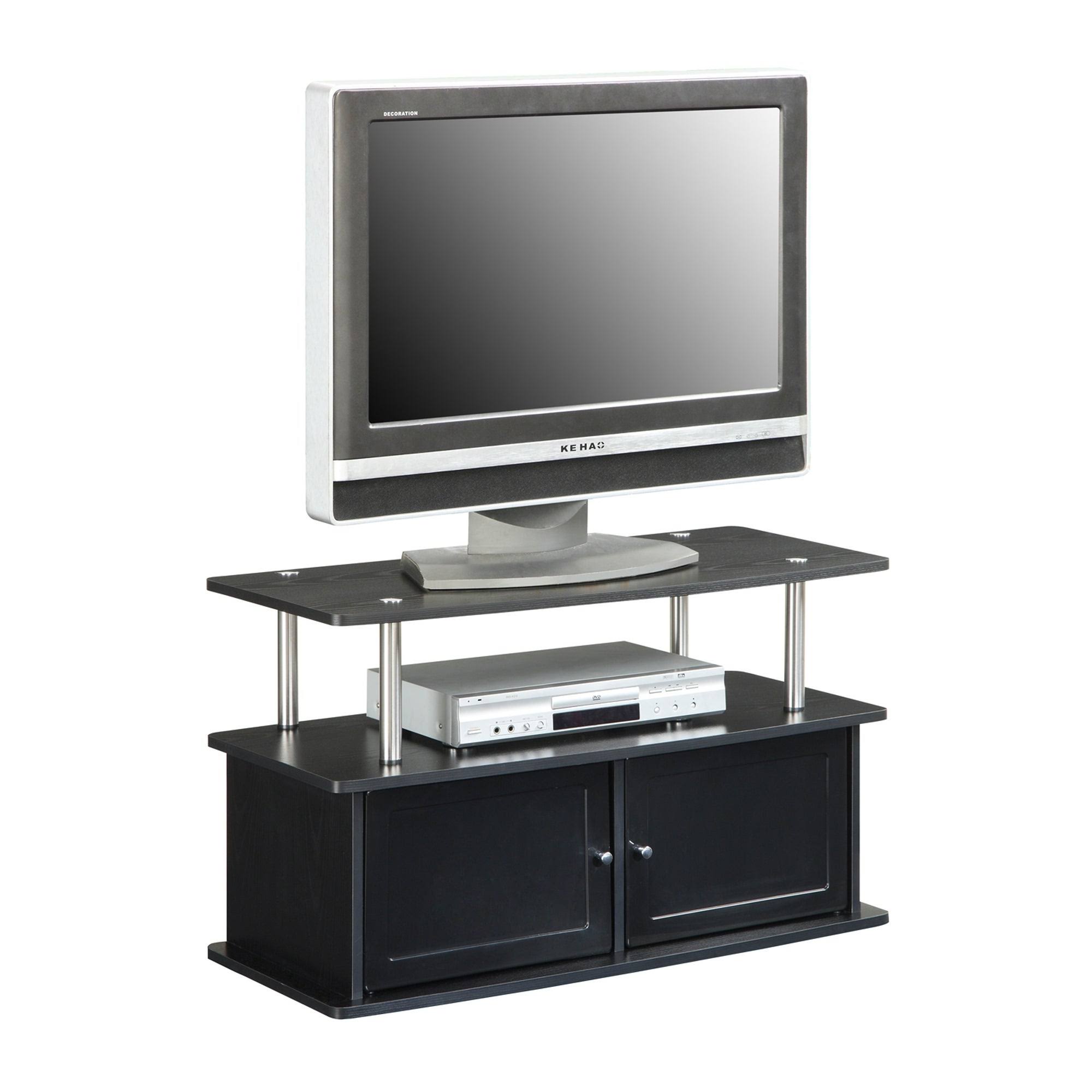 Gray TV Stand with 2 Storage Cabinets and Shelf V850
