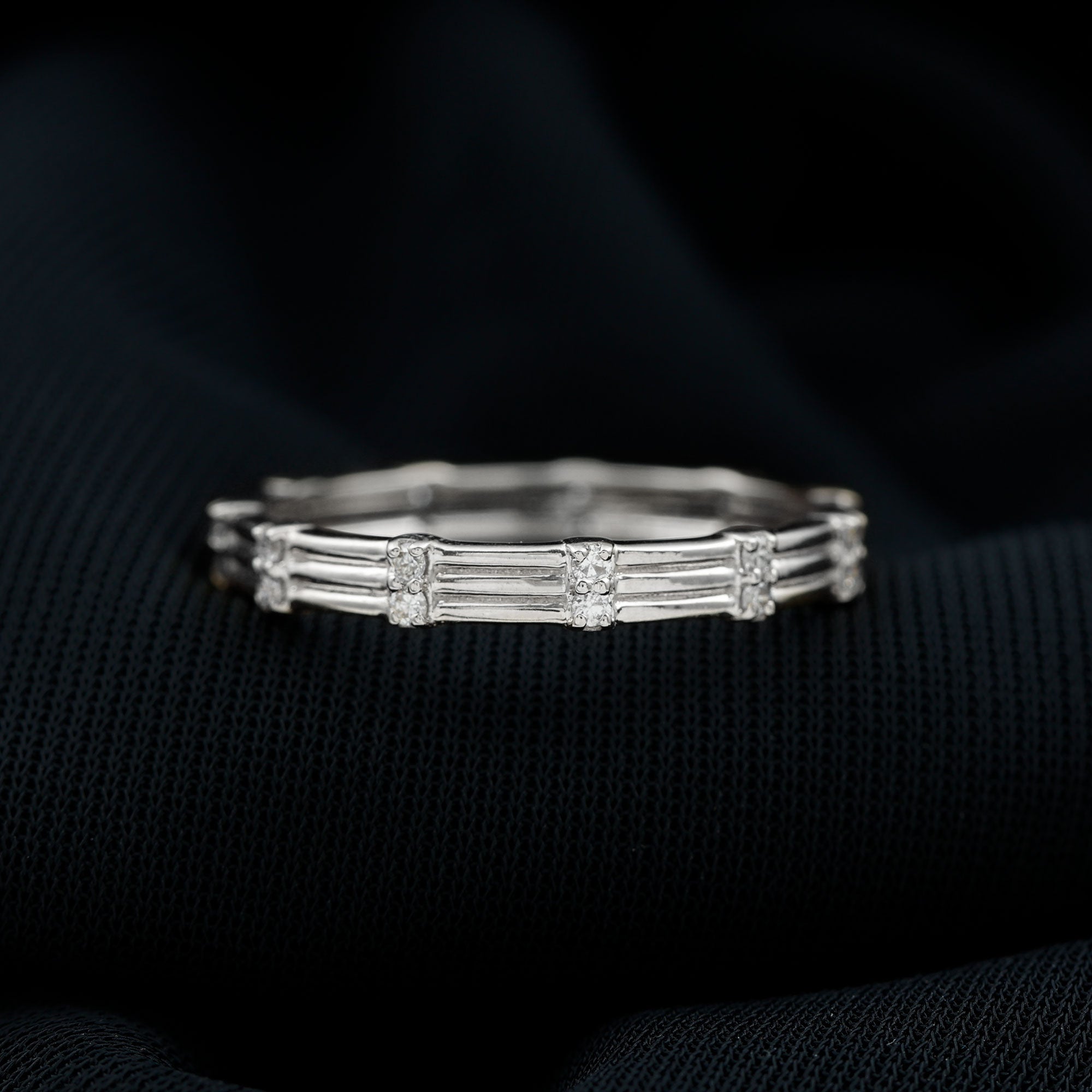 Pave Setting Stackable Gold Band Ring, 925 Sterling Silver M618659