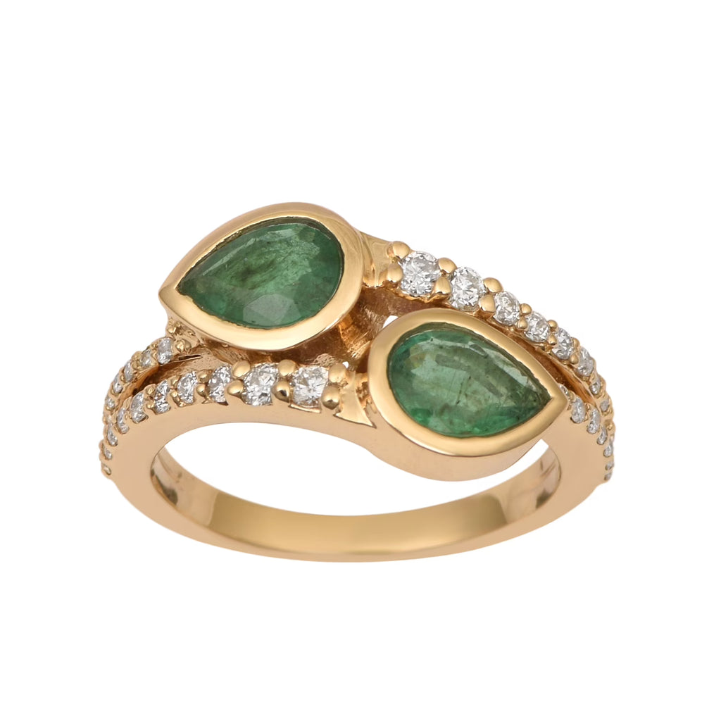 14K Solid Gold Pear Shaped White Diamond Halo Ring R78598