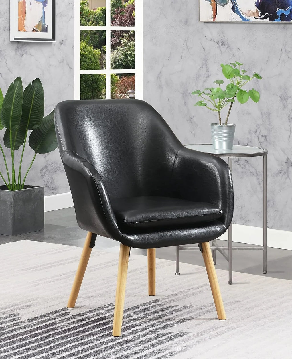 Black Faux Leather Accent Chair L7902