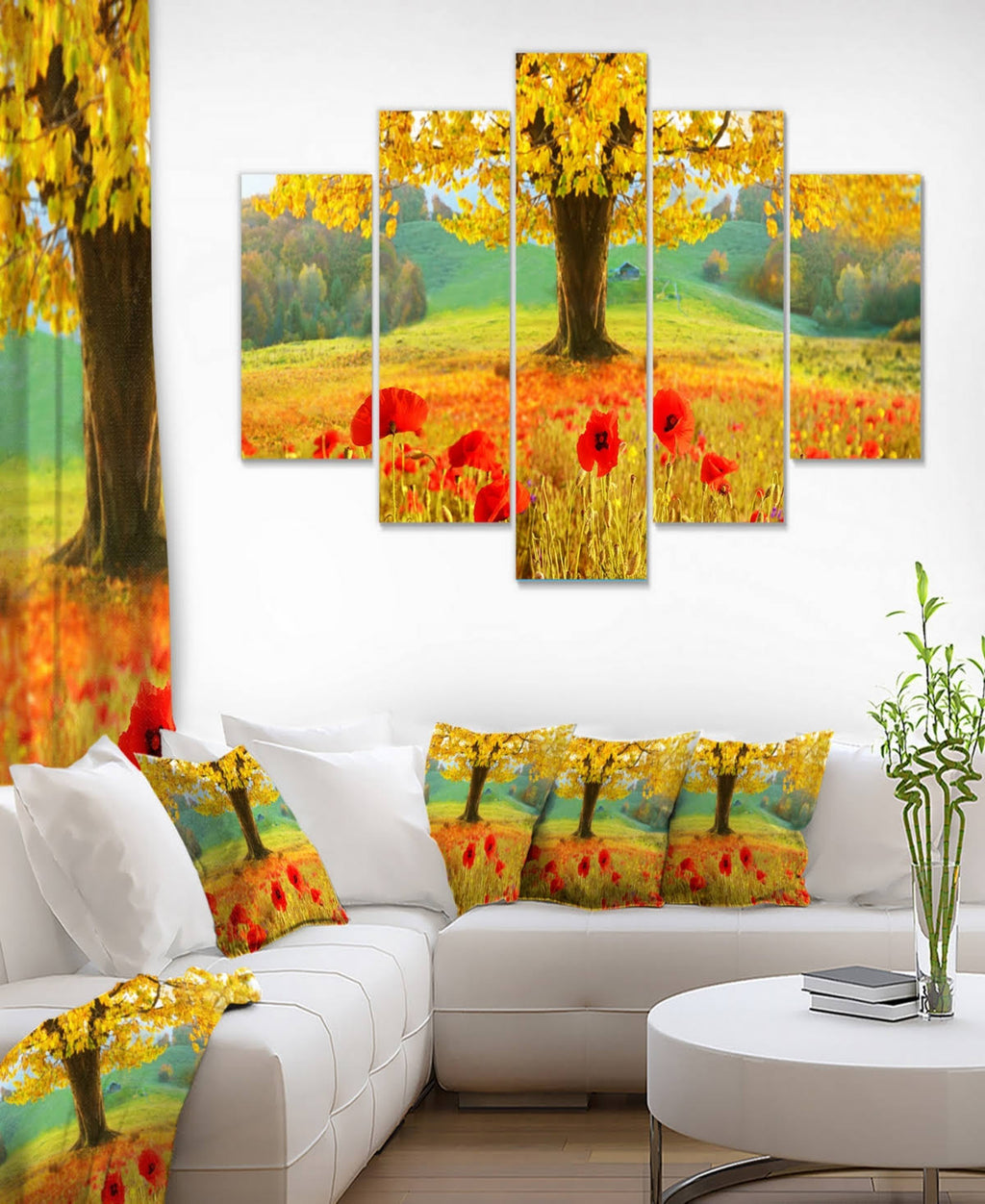 Modern Floral Canvas Art - 60x32 5 Panels T304