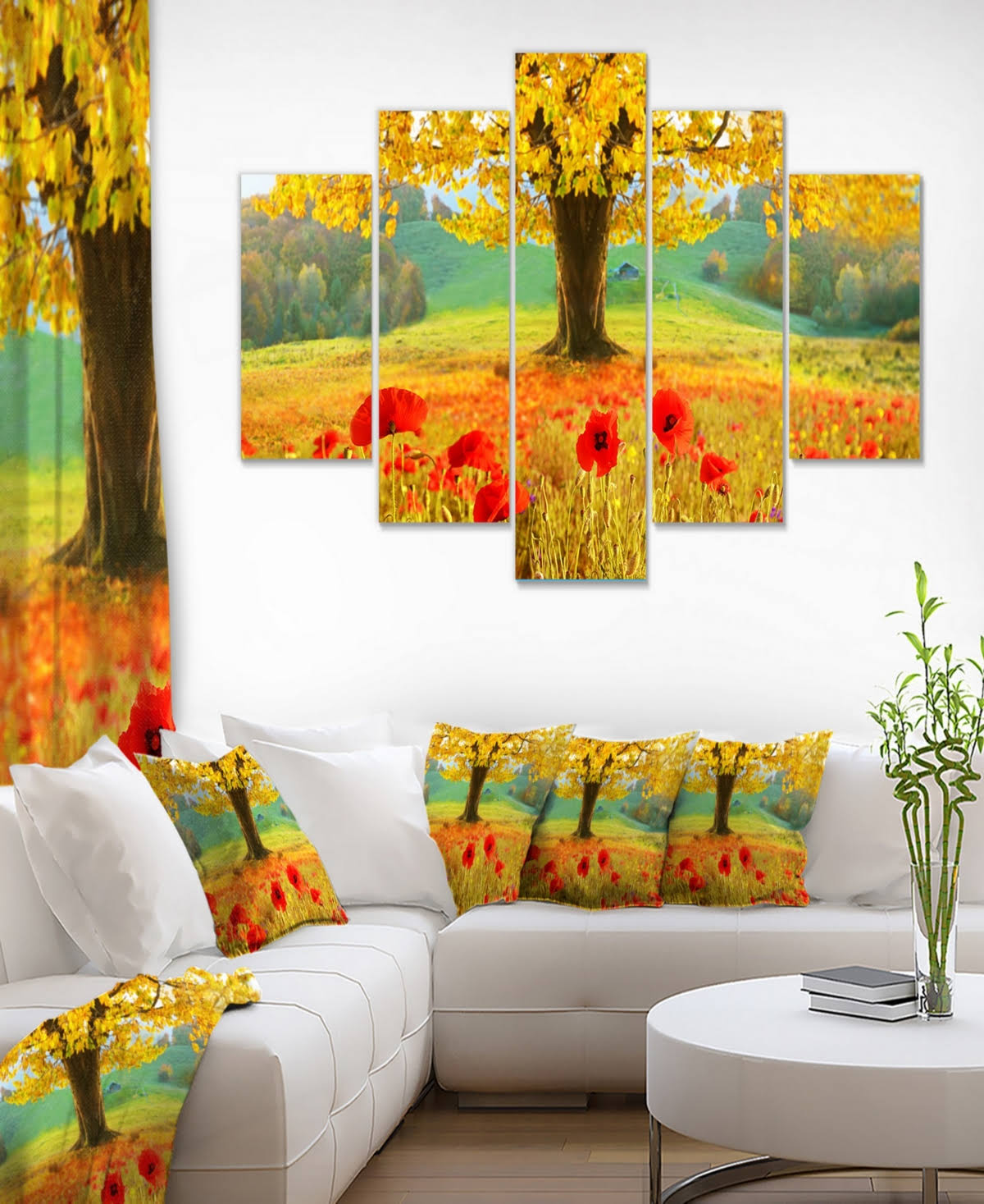 Modern Floral Canvas Art - 60x32 5 Panels T304