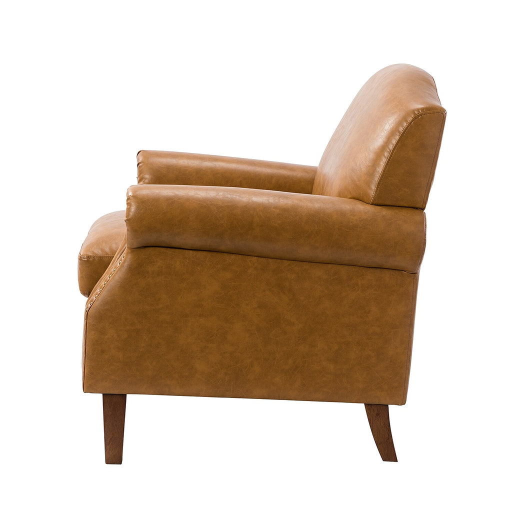 Faux Leather Arm Chair with Nailhead Trim and Rolled Arms Set of 2 E432905