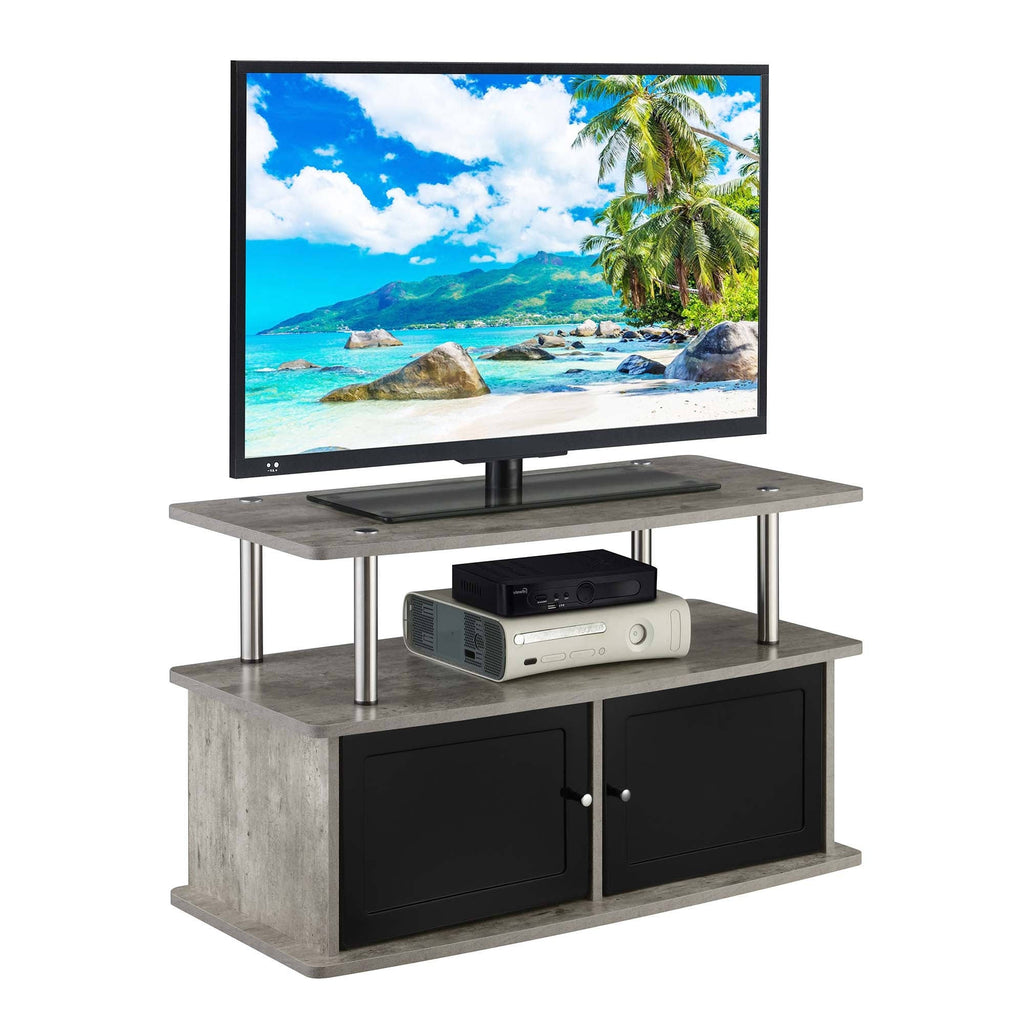 Gray TV Stand with 2 Storage Cabinets and Shelf V850