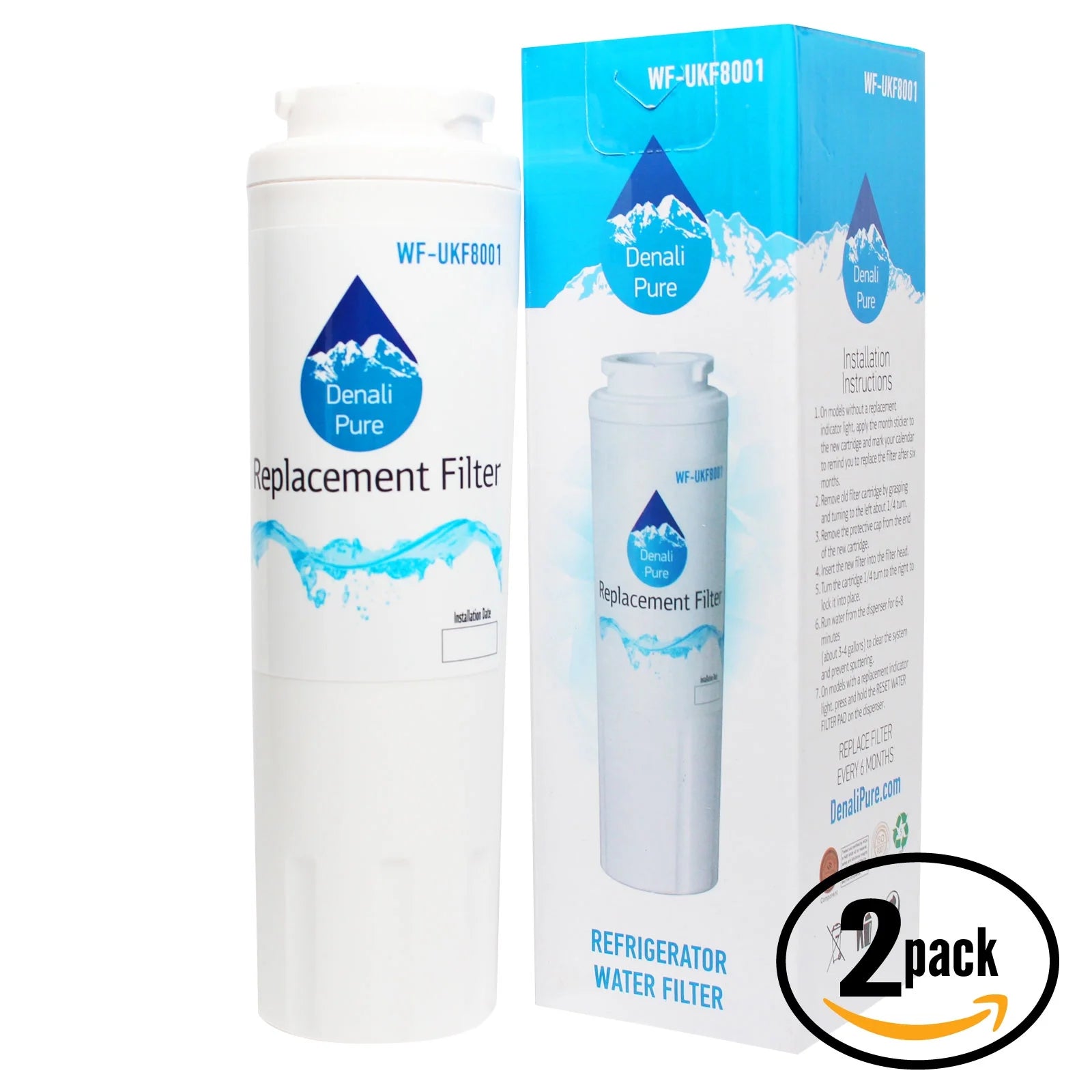 2-Pack Refrigerator Water Filter Cartridge I612