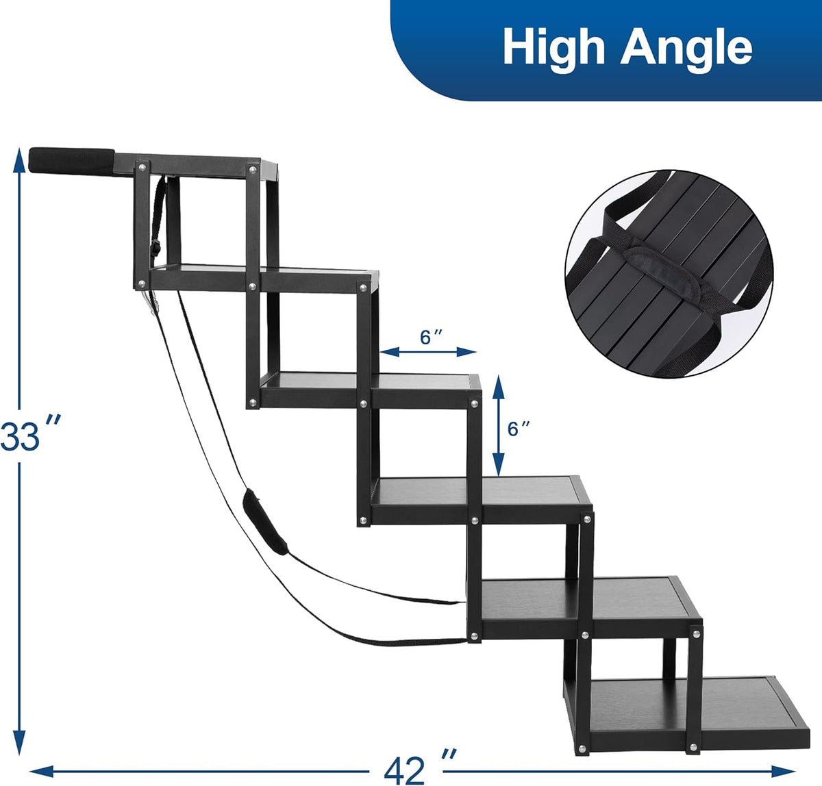 Foldable Aluminum 6 Step Dog Stairs with Nonslip Surface H899403