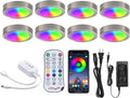 8 Pack LED Dimmable Under Cabinet RGB Puck Lights with Remote Y8344