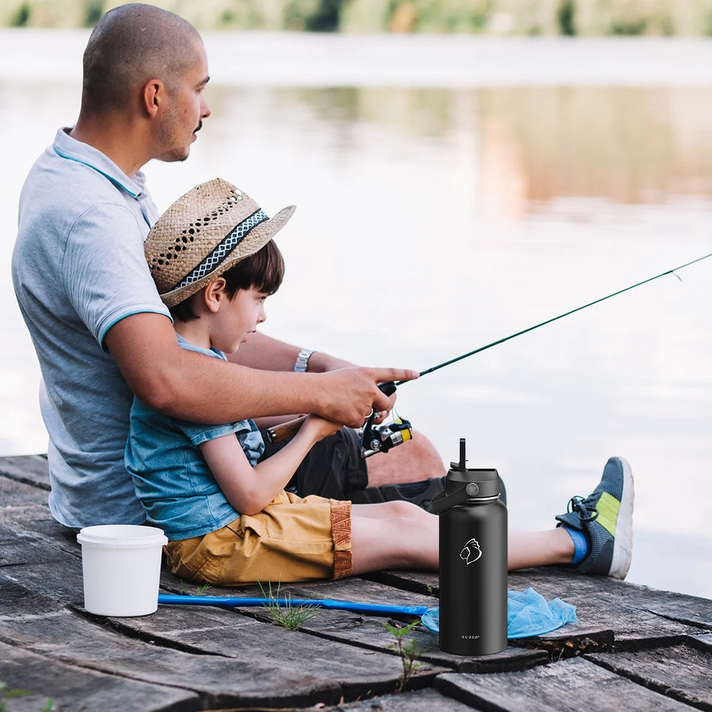 32oz Insulated Stainless Steel Water Bottle with Straw Lid and Flex Cap O707