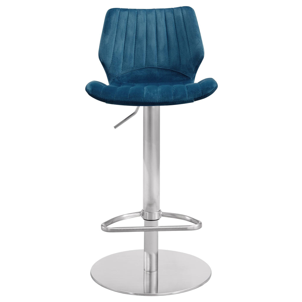 Pink Velvet and Brushed Stainless Steel Bar and Counter Stool H535444
