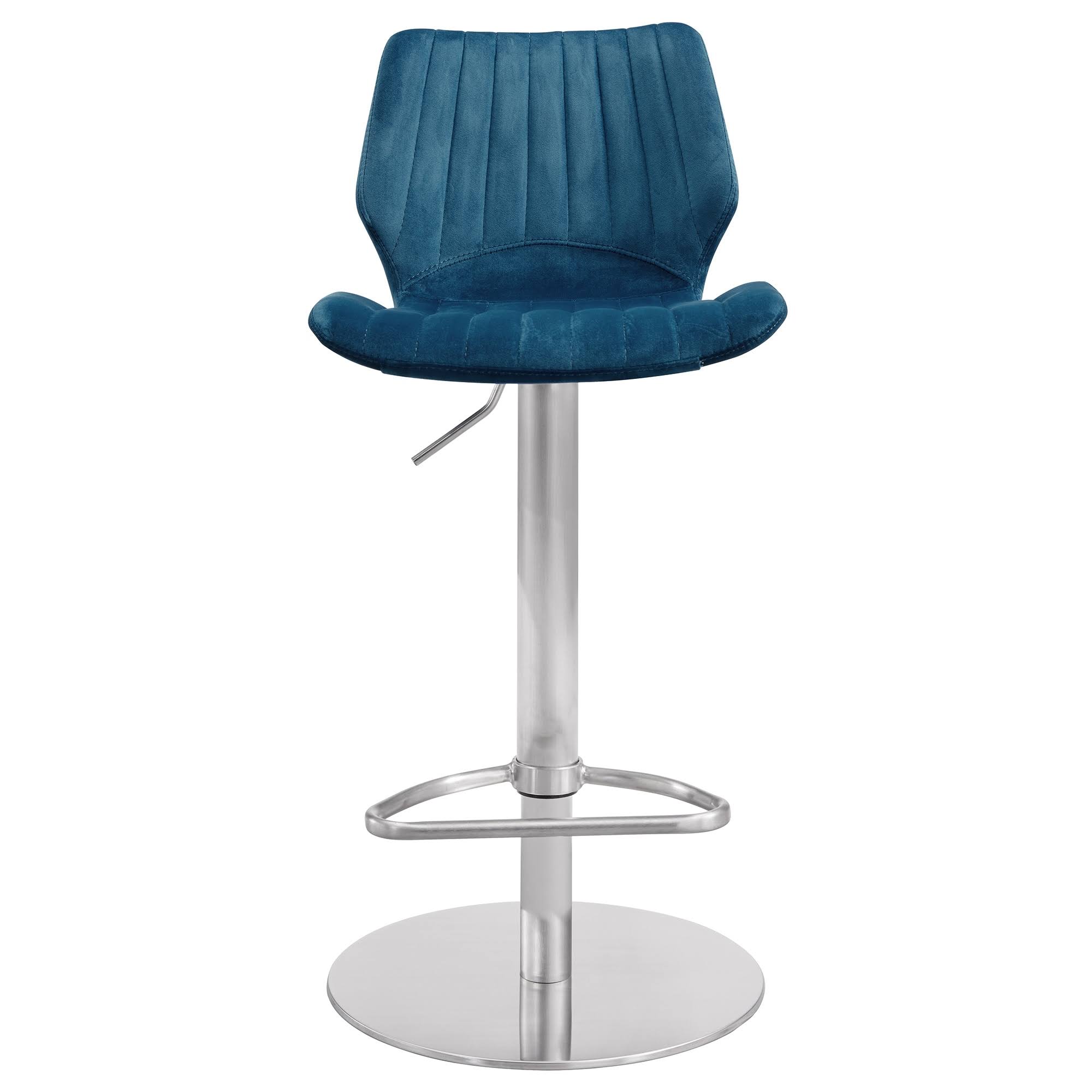 Pink Velvet and Brushed Stainless Steel Bar and Counter Stool H535444
