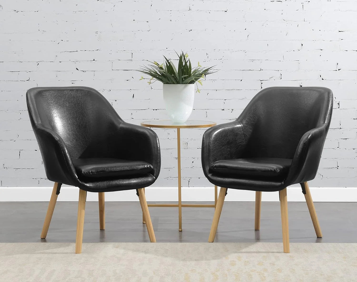 Black Faux Leather Accent Chair L7902