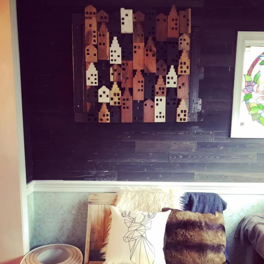 Black Peel and Stick Wooden Wall Paneling T2307