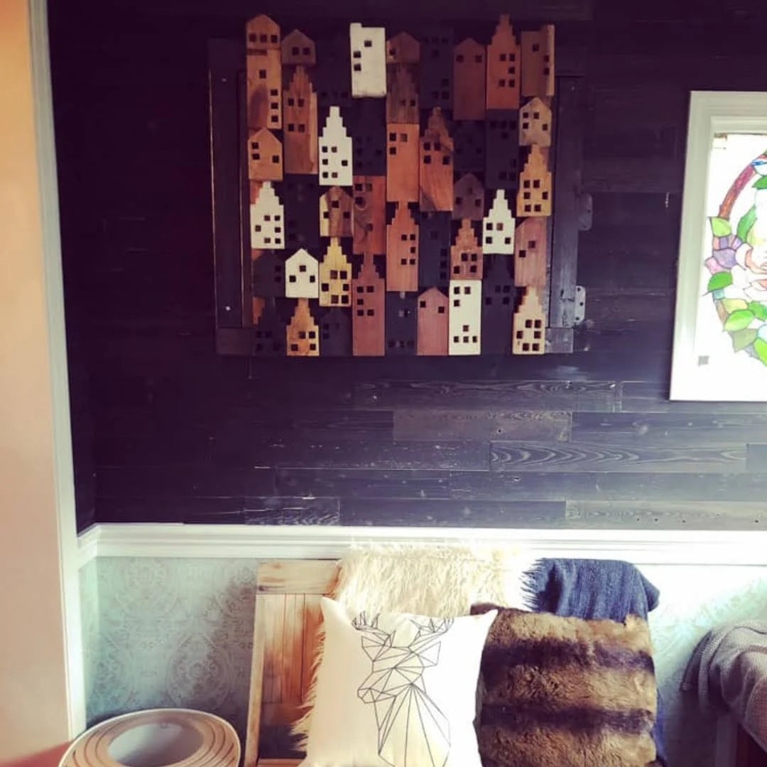 Black Peel and Stick Wooden Wall Paneling T2307