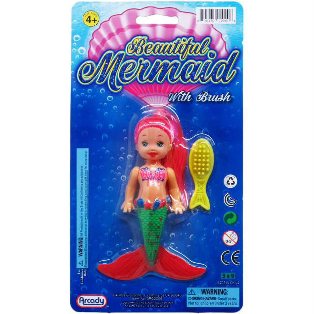 4.5'' Mermaid Doll with Brush, Assorted Colors Case of 96 O108596