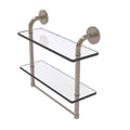 Two Tiered Glass Shelf with Towel Bar - Antique Pewter - 16 inch A1493