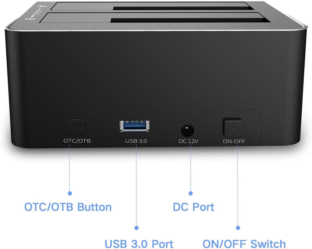 USB 3.0 Aluminum Dual Bay Hard Drive Dock with SD TF Card Reader Q507