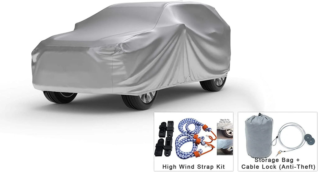 SUV Cover with Fleece Lining, Anti-Theft Cable Lock, Storage Bag & Wind Straps X289