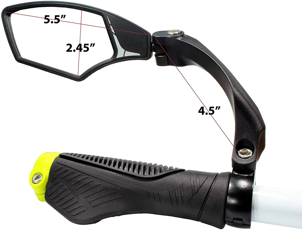Handlebar Bike Mirror, HD, Blast-resistant, Glass Lens, Silver Left Y326