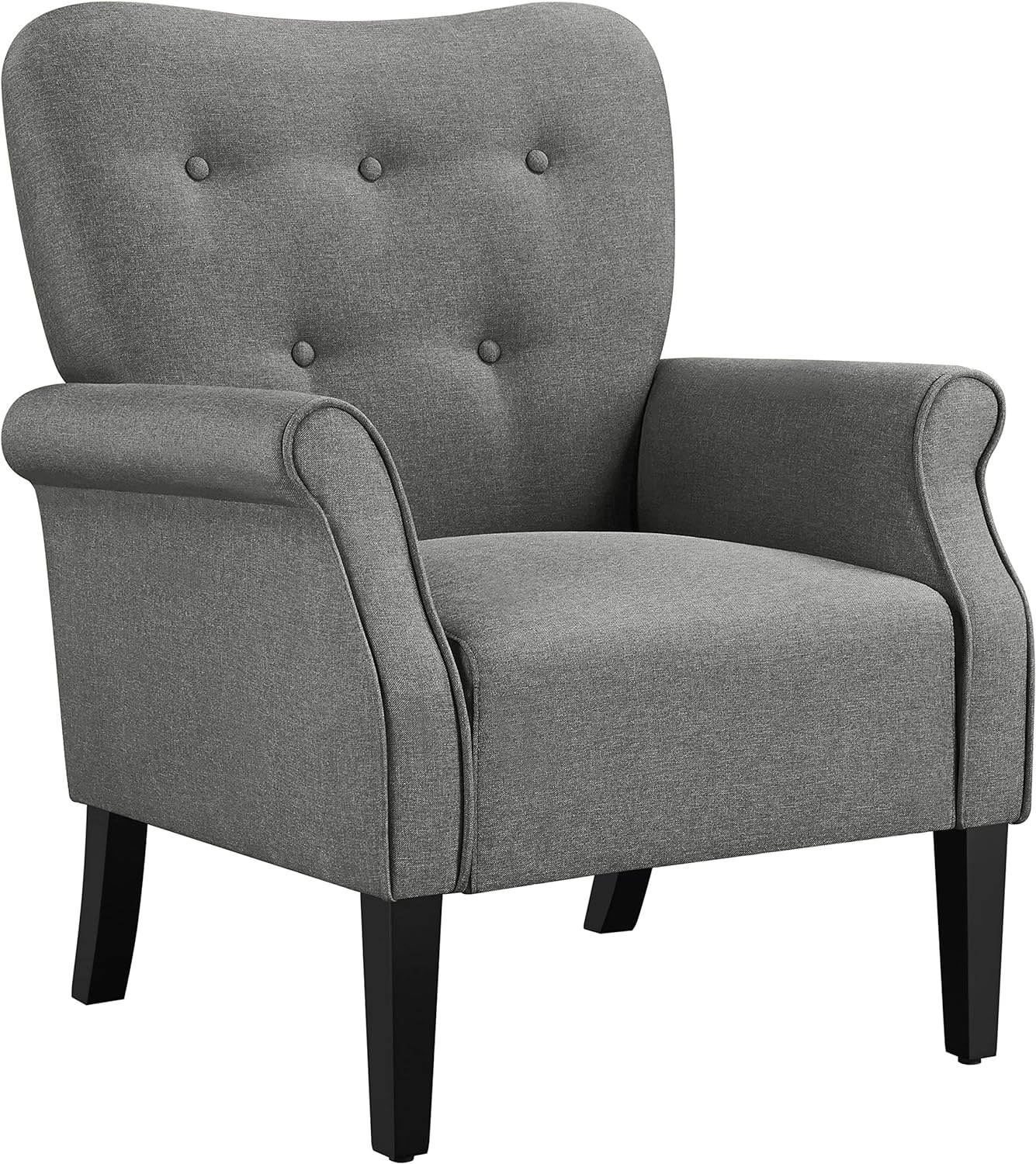 Dark Gray Upholstered Fabric Armchair with Wood Legs V73736