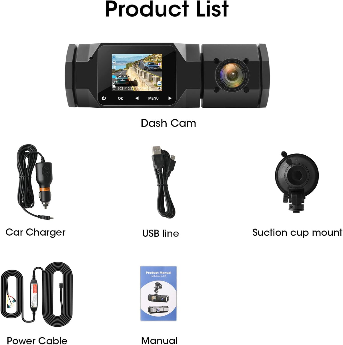 Dual Dash Cam Front and Inside FHD 1080P Dash Camera with IR Night Vision 310°Wide Angle 24H Parking Monitor Pack of 2 H710141