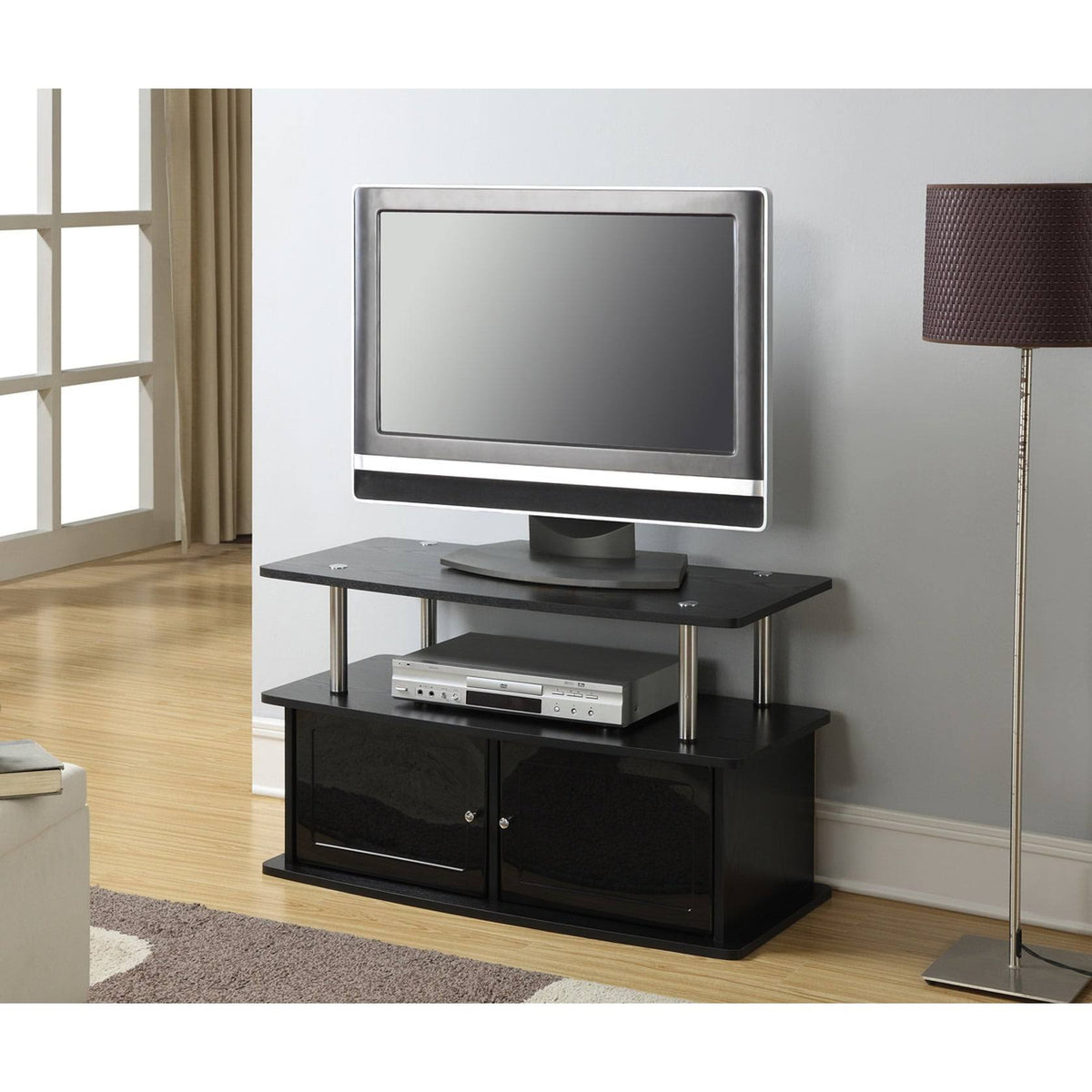 Gray TV Stand with 2 Storage Cabinets and Shelf V850