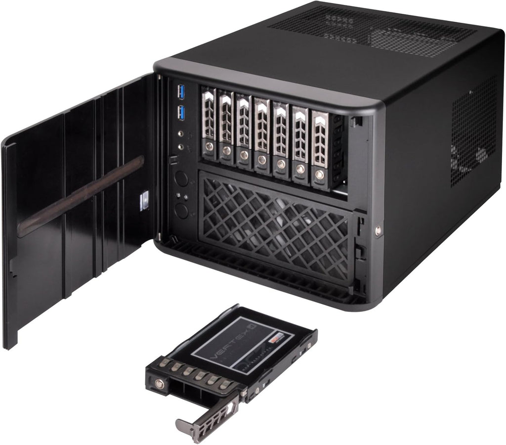 Black Mini-ITX NAS Case with Eight 2.5 Hot-Swappable Bays V980220