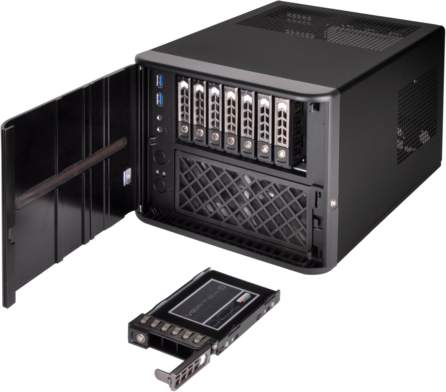 Black Mini-ITX NAS Case with Eight 2.5 Hot-Swappable Bays V980220
