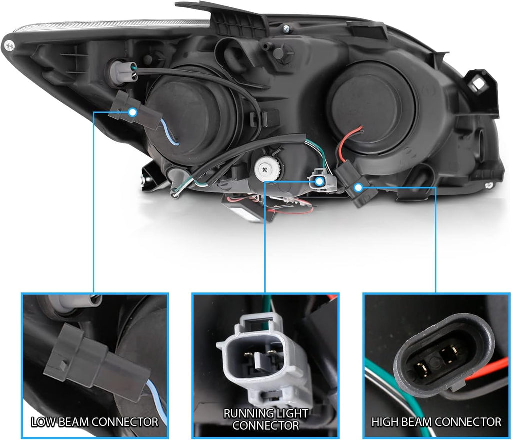 Black Projector Headlights LED Halo for Scion Tc R494