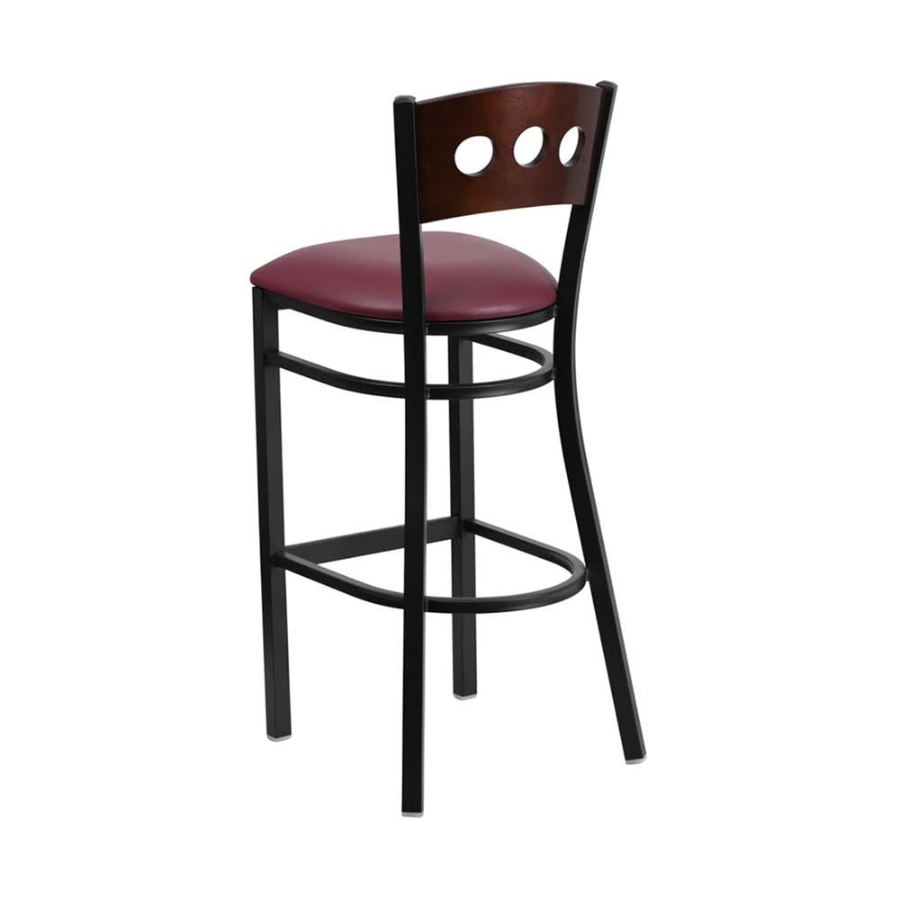 Walnut and Black Upholstered Bar Stool S727