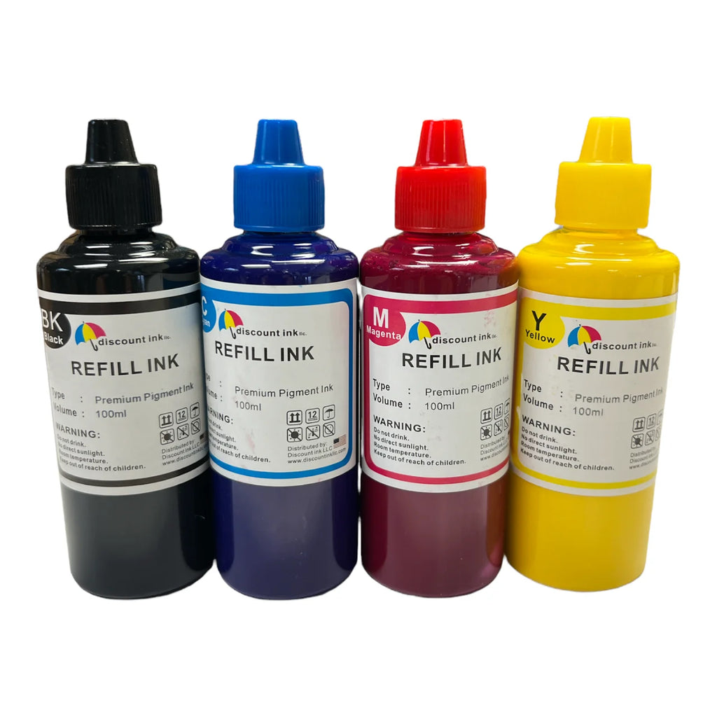Pigment Refill Ink Bottles Compatible with HP 60 61 62 63 64 65 67 Ink Cartridges - 4 Color A3903