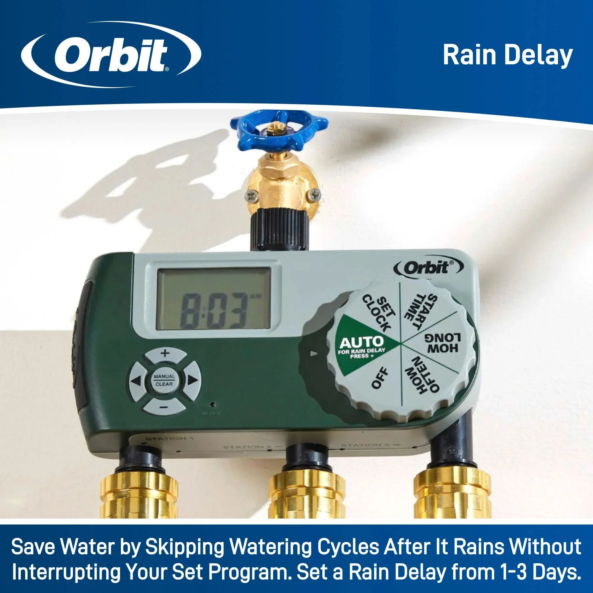 3-Outlet Programmable Hose Faucet Timer H9624