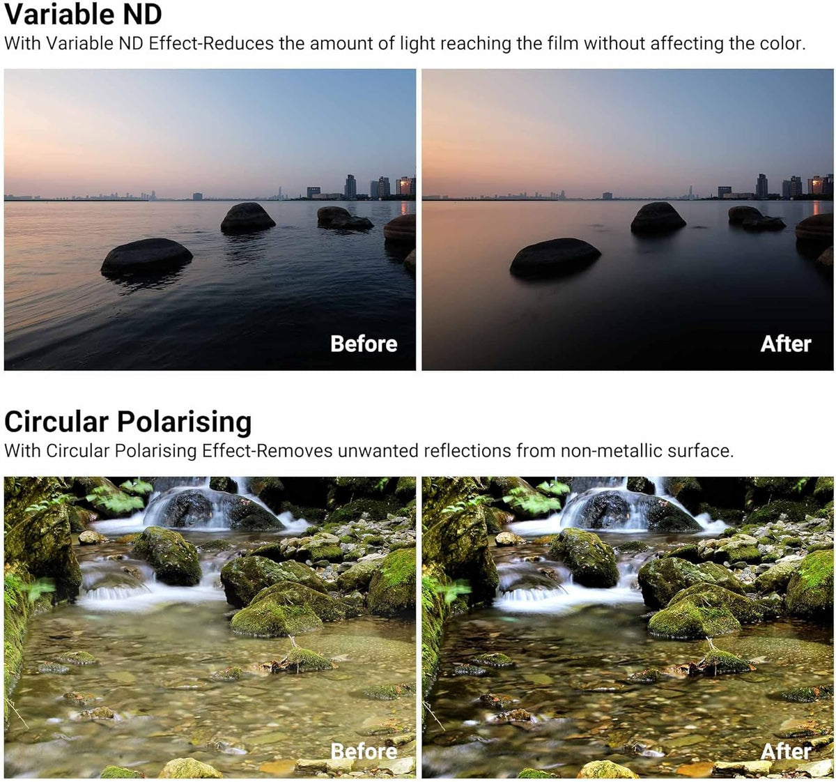 2-in-1 49mm Variable ND Filter & CPL Polarizer Filter, ND2-ND32, with Storage Case and Lens Cap P777
