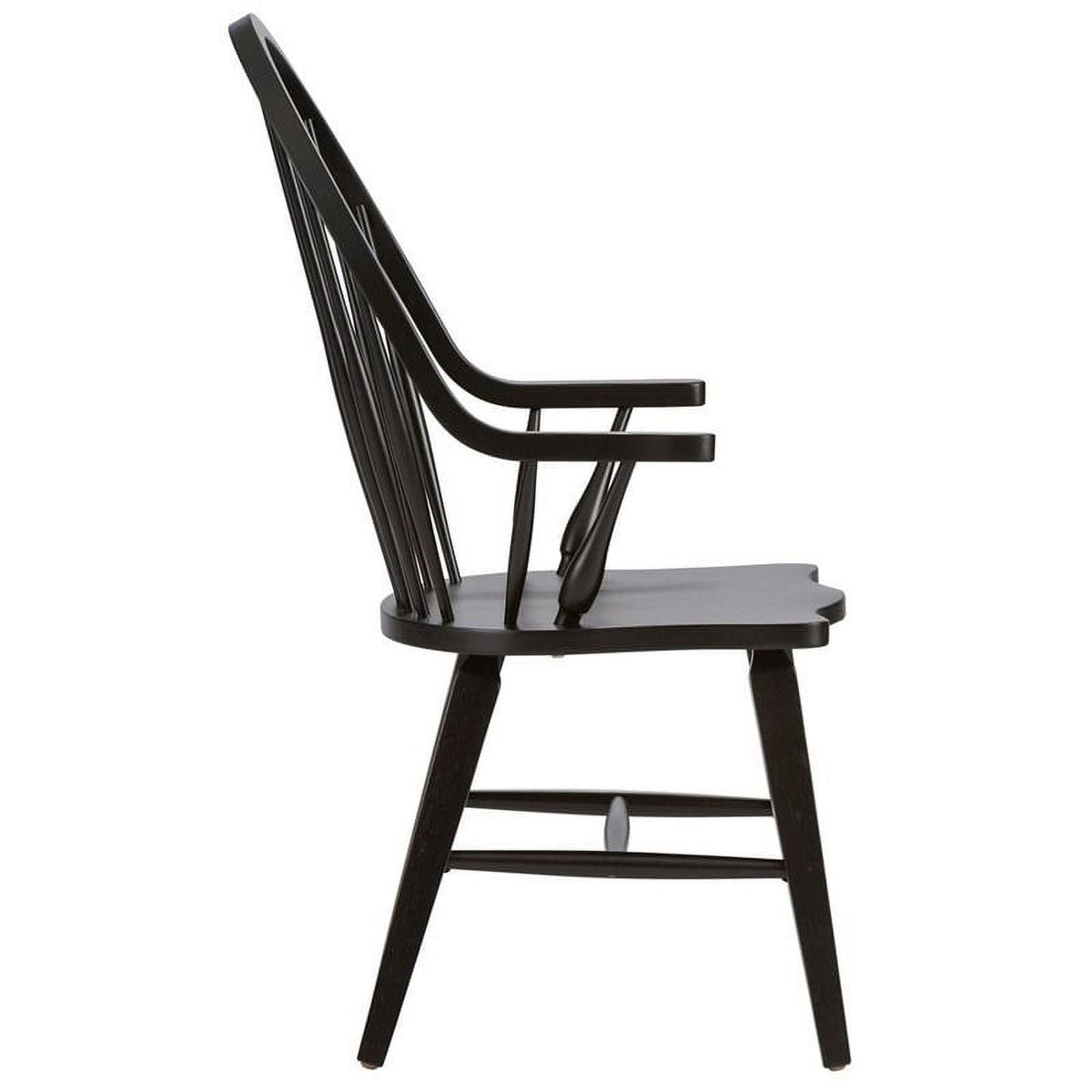2 Piece Black Wood Dining Arm Chair Set E908321