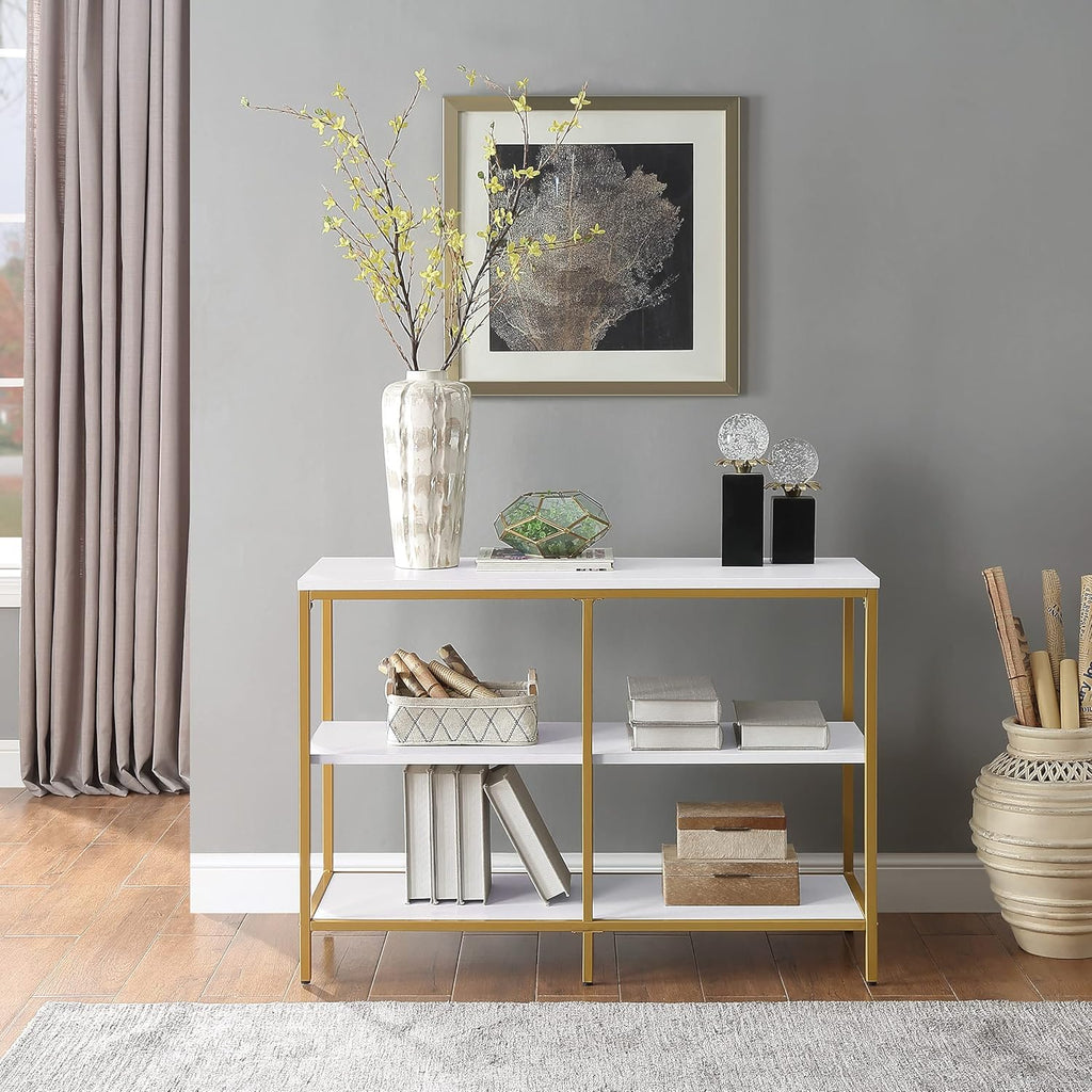 White Double 3 Shelf Bookcase and Credenza Q207