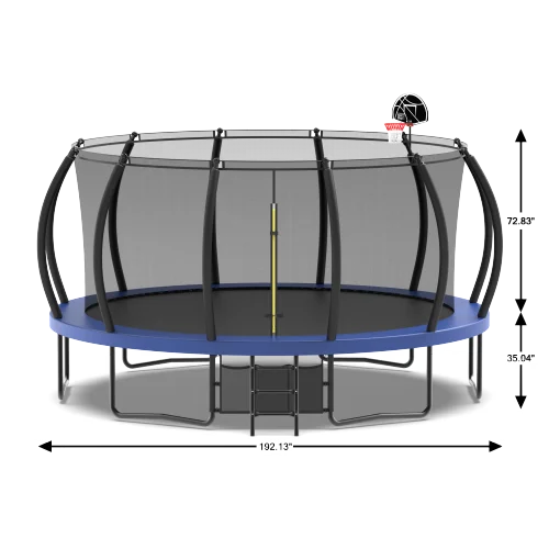 16FT Trampoline with Basketball Hoop and Safety Enclosure Net Y97427