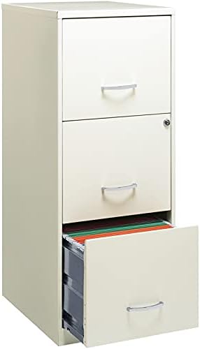 3 Drawer Vertical Metal File Cabinet with Lock Pearl White H277844