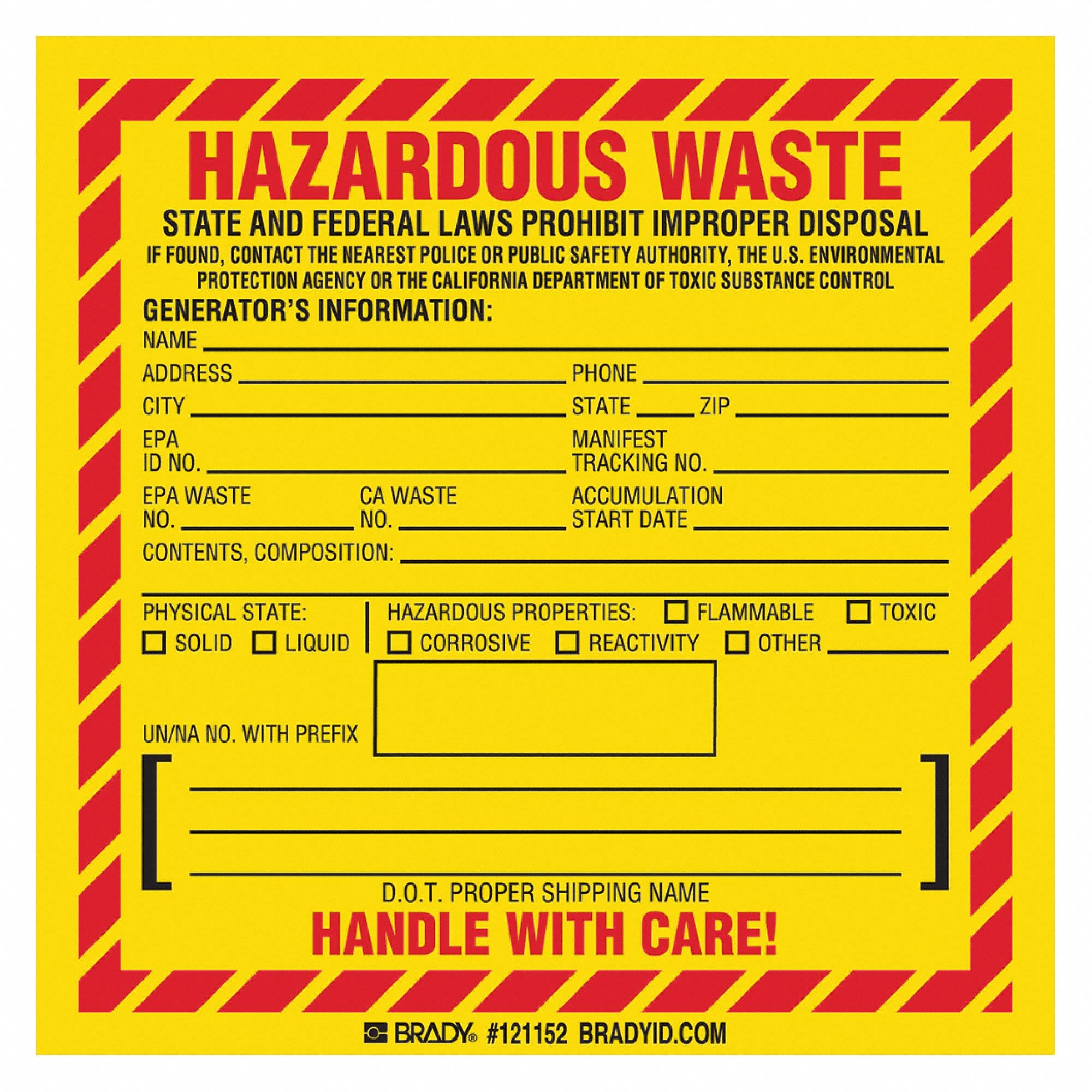 Hazardous Waste Label, PK100 E712