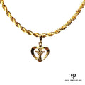 14K Bonded Gold Rope Chain Necklace with Heart Charm and Gift Box/Bag M880106