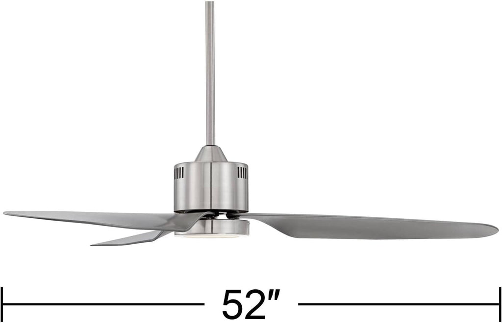 Brushed Nickel Silver 3 Blade Indoor Ceiling Fan with Light LED Remote Control R1097