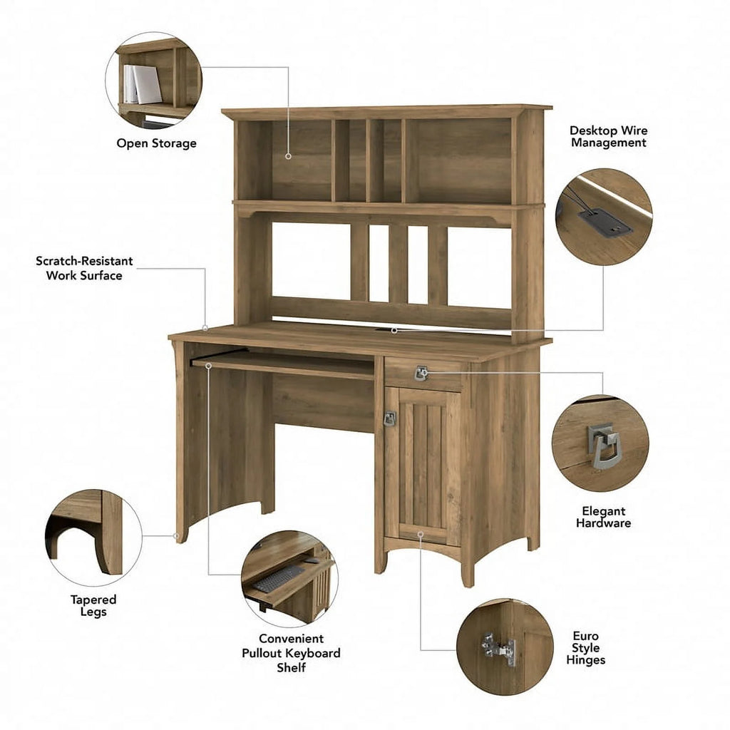 Small Computer Desk with Hutch in Reclaimed Pine M508496