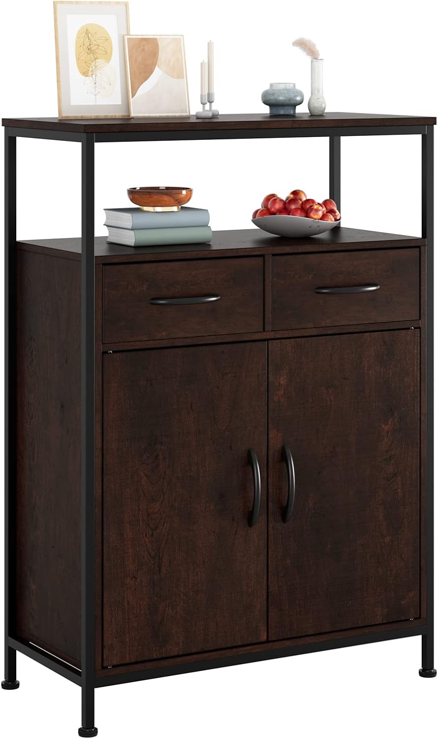 Industrial Storage Cabinet with Fabric Drawers and Shelves J1680