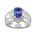 Cushion Tanzanite Diamonds 5 CT Ring, 14K White Gold K47635