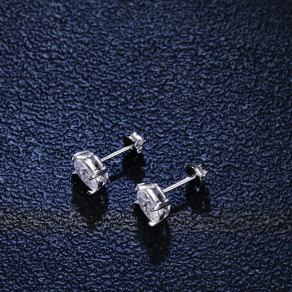 Oval Cut Moissanite Stud Earrings, 925 Sterling Silver, D Color VVS1 Clarity, 2ct C585