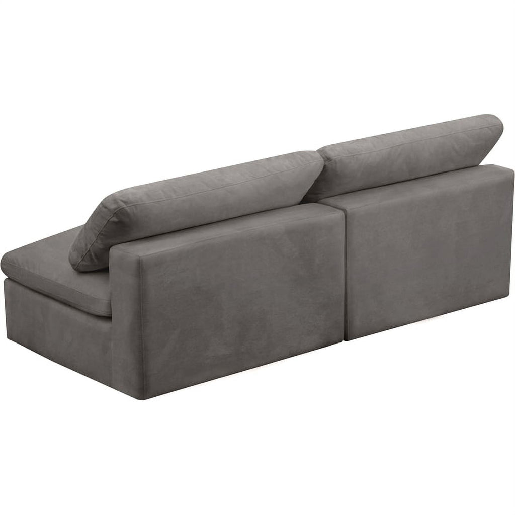 Gray Velvet Modular 2 Piece Armless Loveseat T802051
