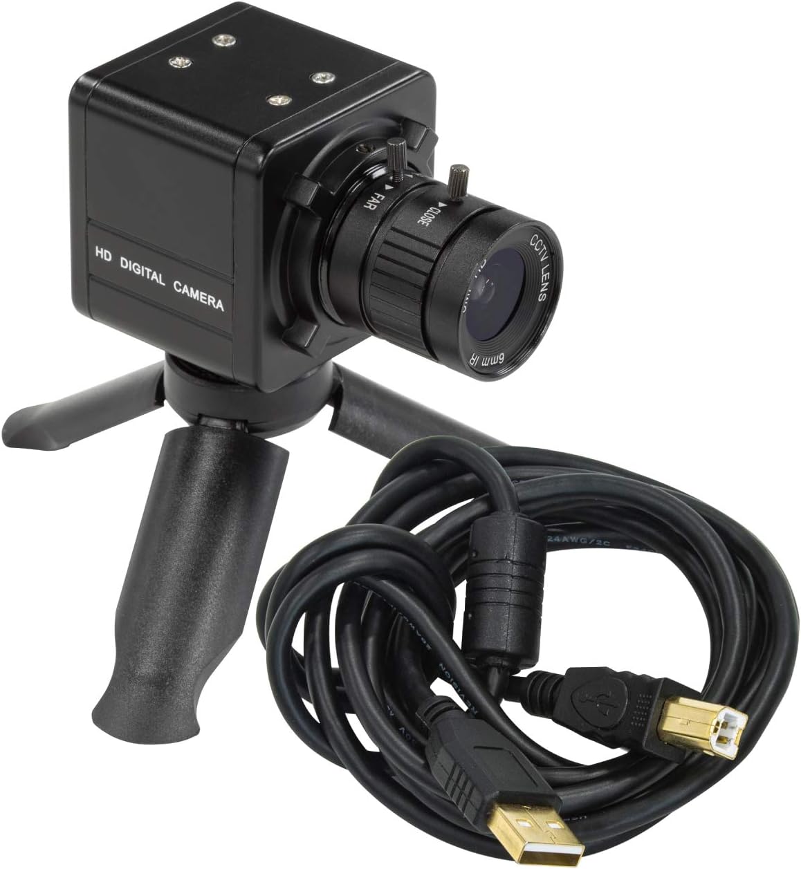 4K USB Camera Bundle with Audio, 6mm CS-Mount Lens, Metal Enclosure, Tripod and USB Cable B7580