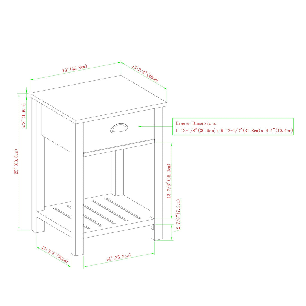 18-inch One-Drawer Side Table W568