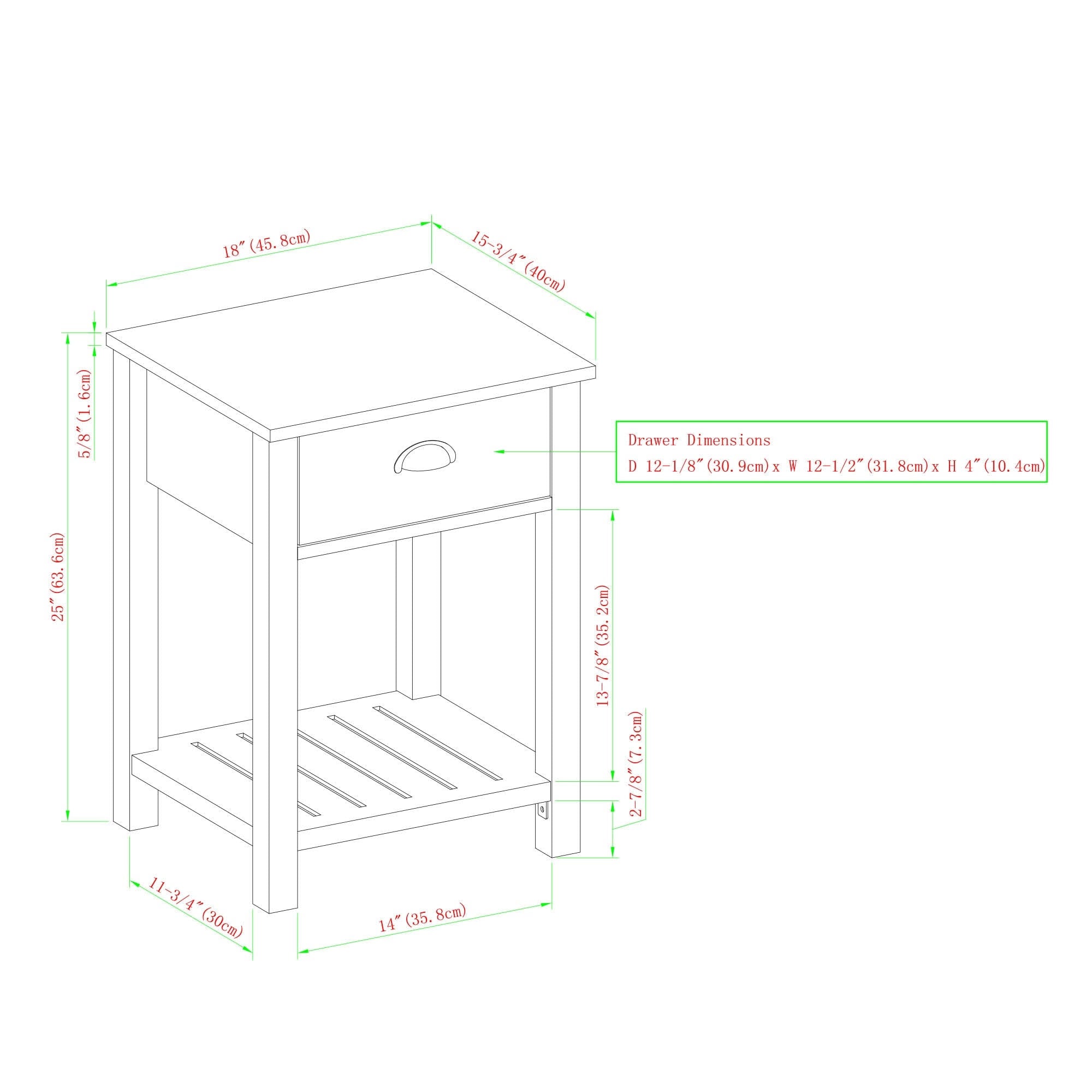 18-inch One-Drawer Side Table W568