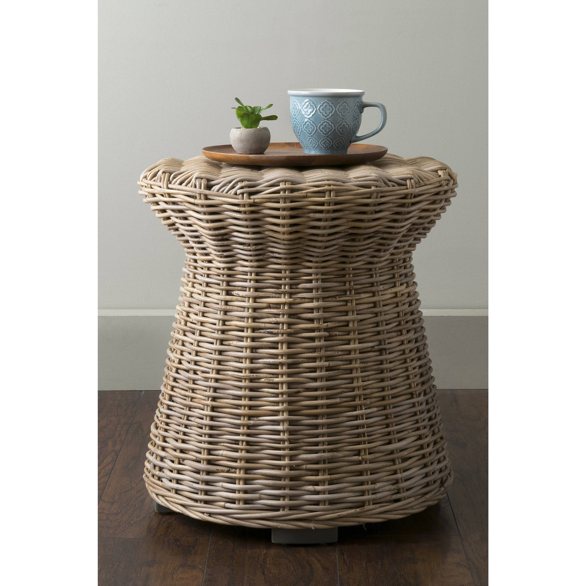 Brown Round Rattan Accent Table Z587987